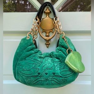Vintage Juicy Purse Emerald Green Velour  Leather - Juicy Girls Club